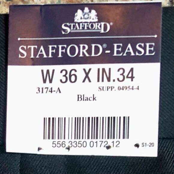 Stafford Ease Men’s Vintage Pleated Black Dress Pants Poly/Wool Blend Size 36/34 - Picture 6 of 9